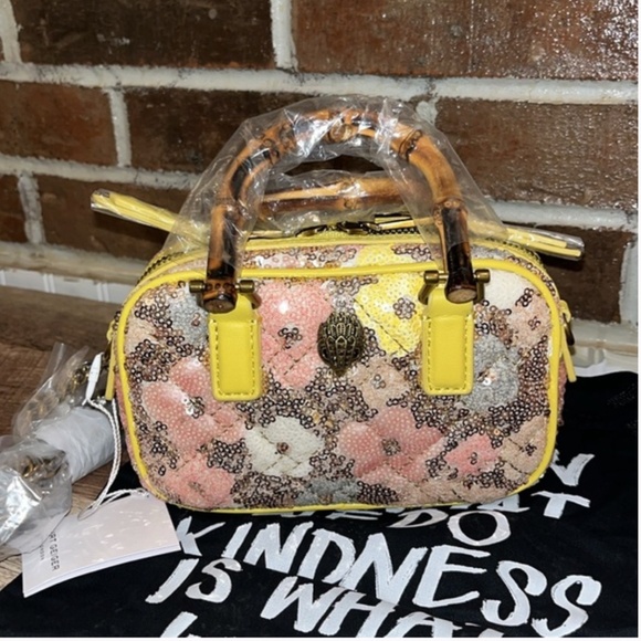 Kurt Geiger Extra Small Kensington Bamboo Handle Sequin Crossbody Bag Purse - Picture 5 of 11